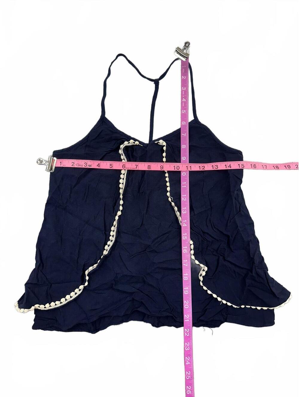 Maurice's Navy Y2K Fairycore Rayon Flutter Hem Cami Tank Top - Picture 4 of 6